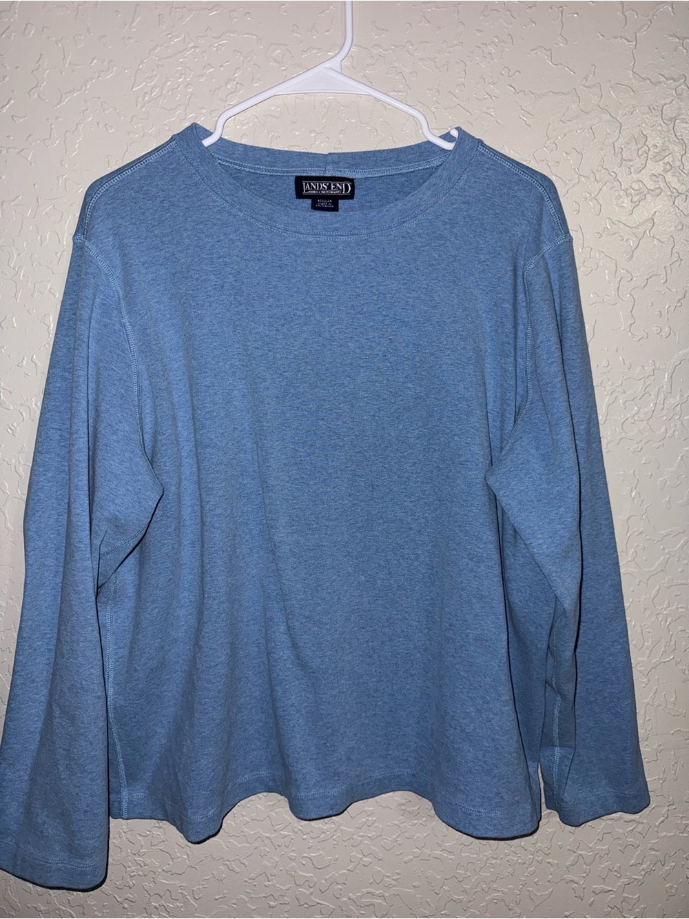 Lands' End Blue Heathered Long Sleeve Crewneck Top Youth XL 18-20